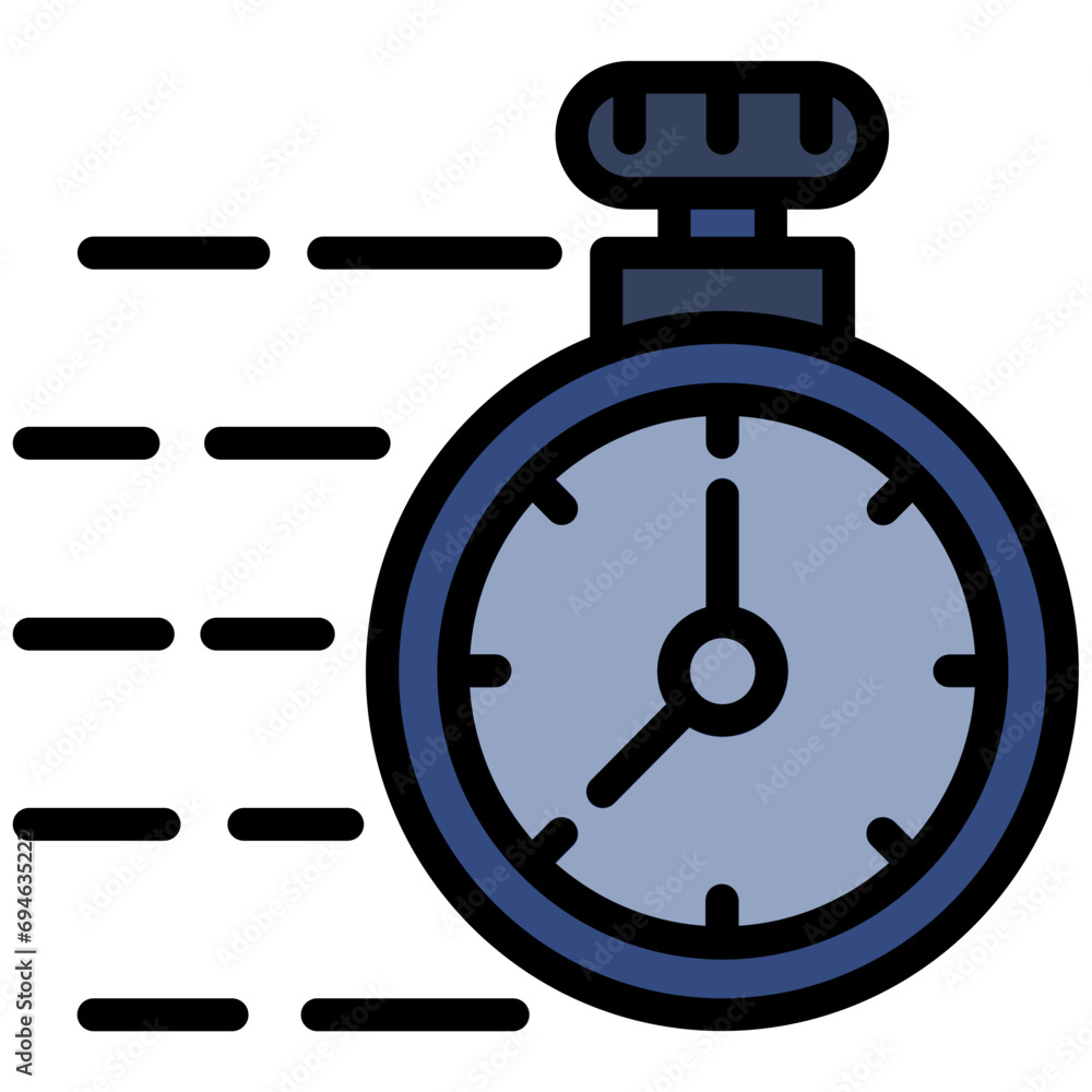 Stopwatch icon in outline flat design style Stopwatch icon in outline flat design style