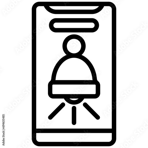 Smartphone notification outline icon in black and white vector