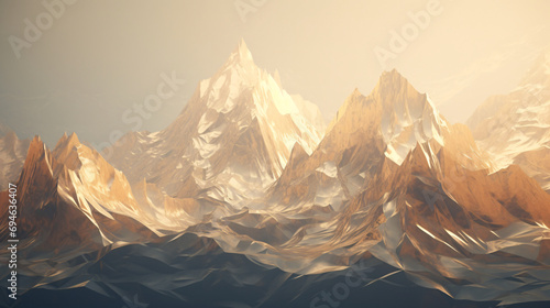 A mountainous landscape with majestic metallic peaks. © ikkilostd