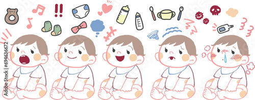 座っている赤ちゃん_表情色々_まとめ