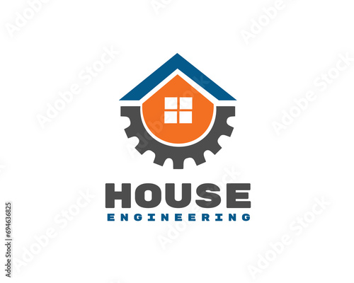 House gear system logo icon symbol design template illustration inspiration © ShiipArts