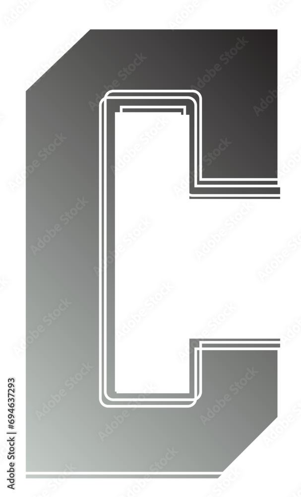 Grey Gradient pattern letter C Grey Gradient pattern letter C