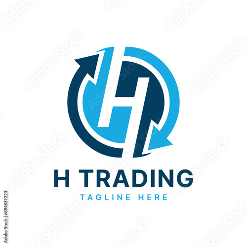 Logo Letter H mark with arrow Monogram Concept modern and minimal design  for trading and logistic services
