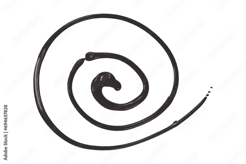 Black watercolor painted zigzag lines isolated on transparent background.