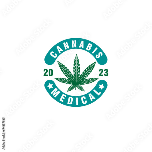 cannabis ganja badge logo design vector template