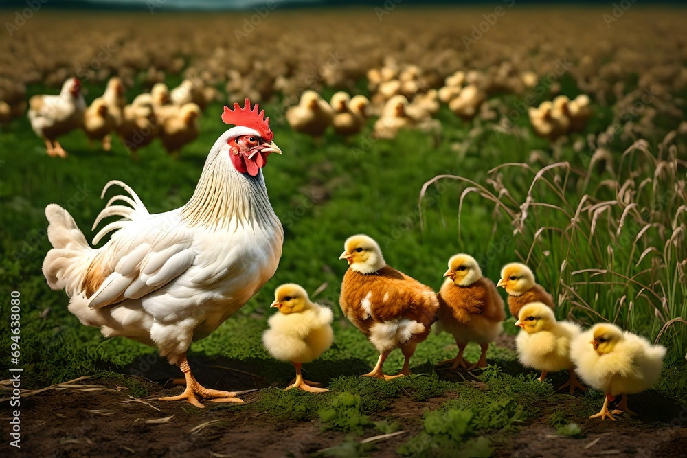 Fototapeta premium rooster and hen