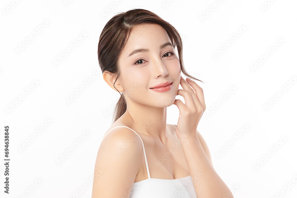 Beautiful young asian woman with clean fresh skin on white background, Face care, Facial treatment, Cosmetology, beauty and spa, Asian women portrait. Beautiful young asian woman with clean fresh skin on white background, Face care, Facial treatment, Cosmetology, beauty and spa, Asian women portrait.