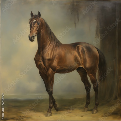 Horse vintage oil painting