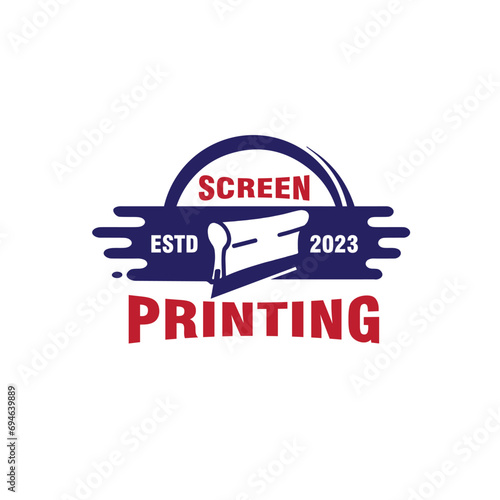vintage silk screen printing squeegee logo design vector template illustration
