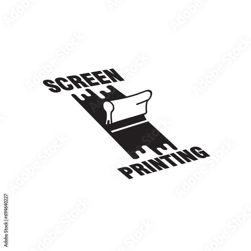 silk screen printing squeegee logo design vector template illustration