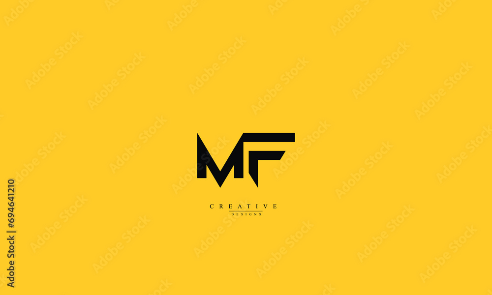 Alphabet letters Initials Monogram logo MF FM M F - obrazy, fototapety, plakaty 