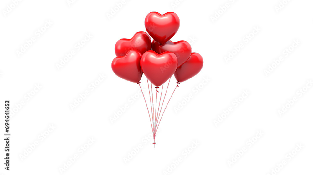 Red balloons for valentines day, isolated on transparent background ...