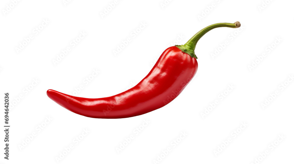 Realistic red chilli pepper isolated on transparent background, Generative ai