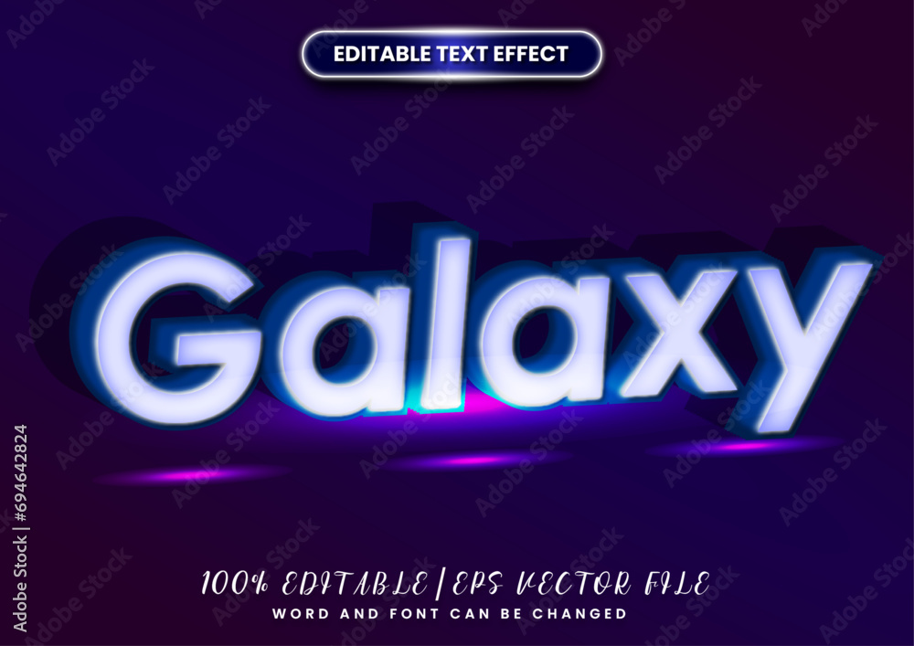 inner glow text with neon glow light. galaxy editable text effect.