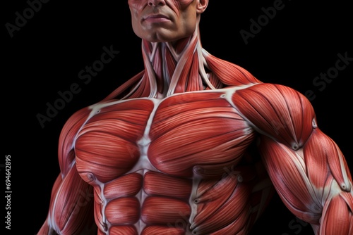 Human Muscular System. Illustration of Body Muscles with Groups, Locations, and Functions