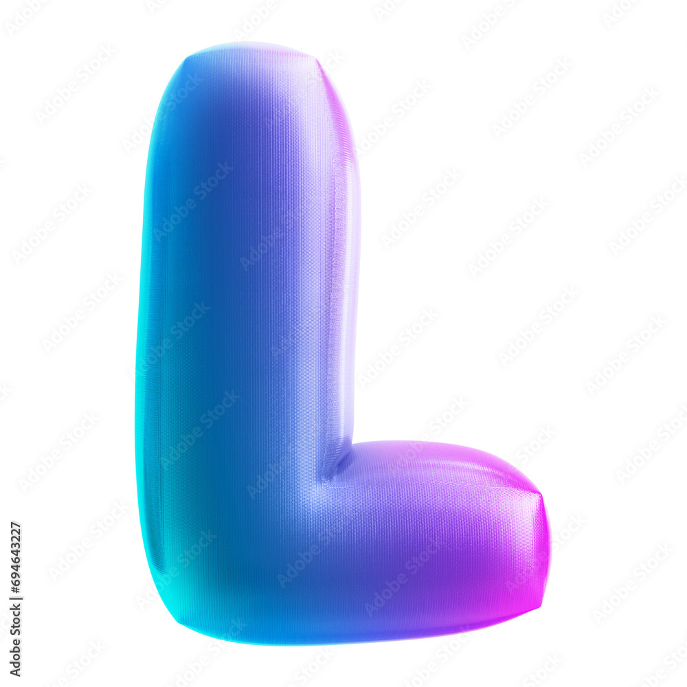 Bubble letter L font gradient - Alphabet 3d render Bubble letter L font gradient - Alphabet 3d render