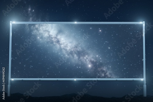 A celestial silver billboard against a cosmic indigo background, providing a stellar space for customization. © Yasin Arts