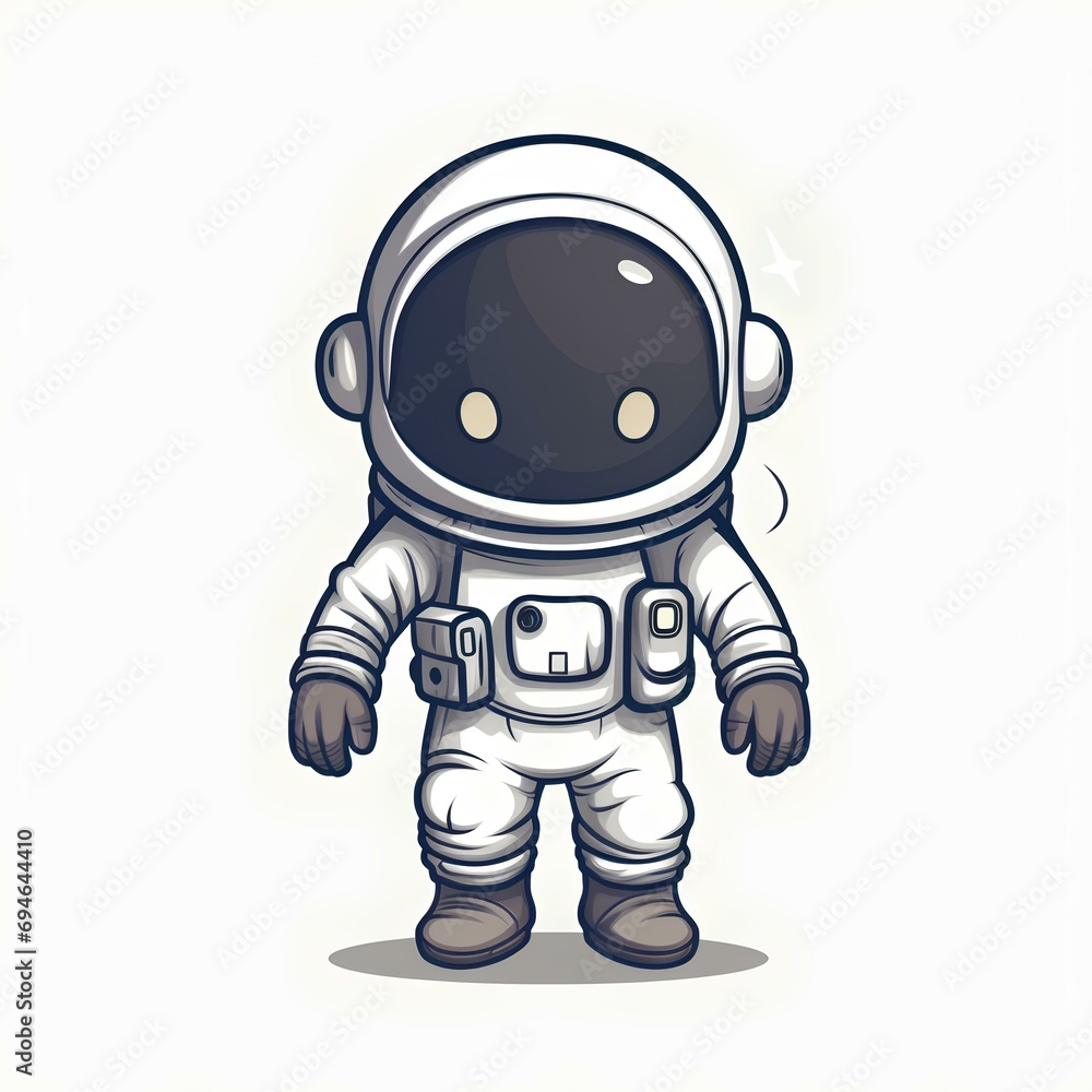 cartoon style astronaut. white, small, cute, no face just a black cover. generative AI cartoon style astronaut. white, small, cute, no face just a black cover. generative AI