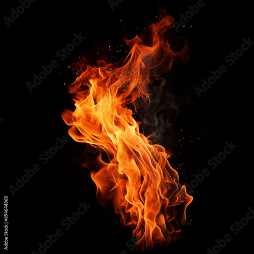 Fire Flames on Black Background