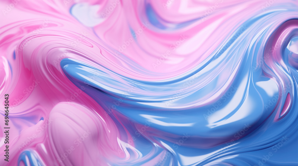 Pink and blue paint swirls creating a dreamy, abstract marbling effect.