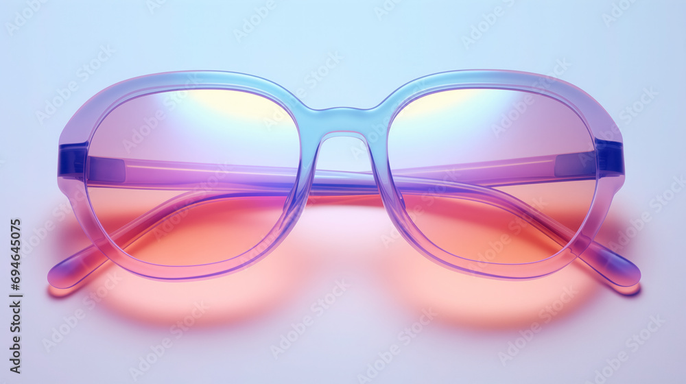 Trendy iridescent glasses on gradient. Trendy iridescent glasses on gradient.
