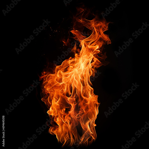 Fire Flames on Black Background