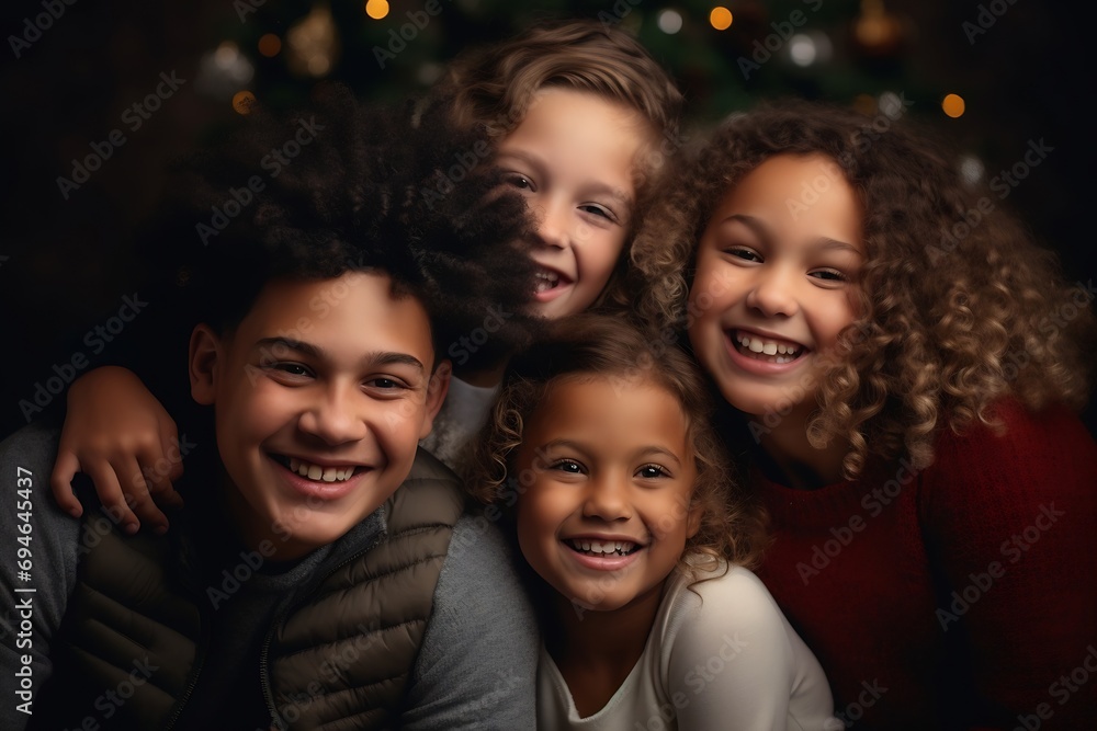 Generative AI : Happy family posing together at park Generative AI : Happy family posing together at park