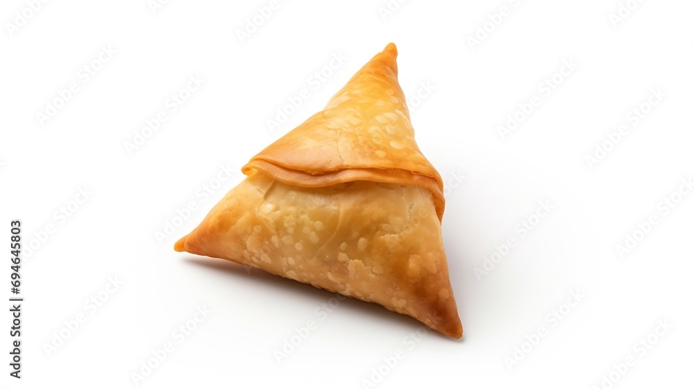 Generative AI : Samosa on isolated white background Generative AI : Samosa on isolated white background