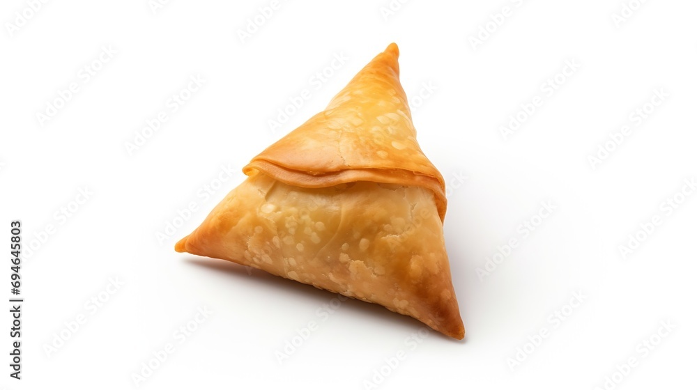 Generative AI : Samosa on isolated white background