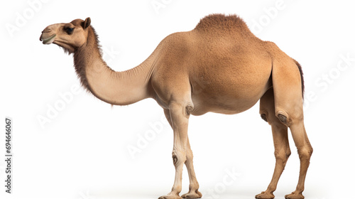 camel waling isolated on white background with clipping path include shadow. Generative AI photo