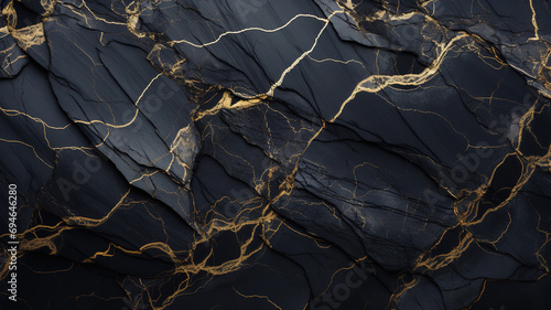 Black Marble Texture with Gold Veins. Luxury background photo
