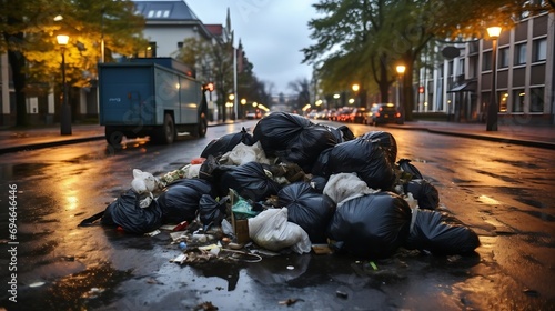 Generative AI : the garbages accumulates outside in the parisian streets photo