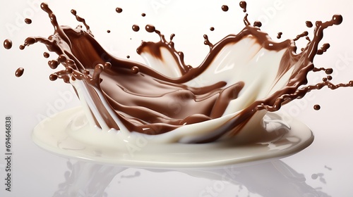 Generative AI : Chocolate milk splash on clean background