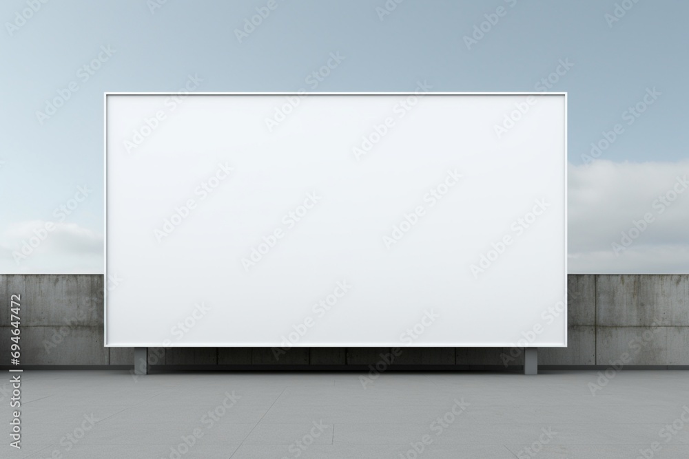 A minimalist white billboard on a soft gray background, providing a versatile space for tailored labels. A minimalist white billboard on a soft gray background, providing a versatile space for tailored labels.