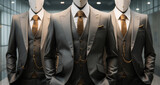 Men shirt in form of suits on mannequin in tailoring room, Luxury banner for an expensive men's clothing. Generative AI.