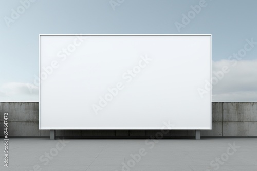 A minimalist white billboard on a soft gray background, providing a versatile space for tailored labels.