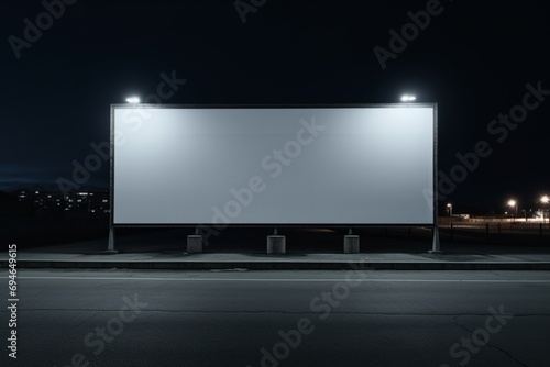 A sleek silver billboard set against a matte black backdrop, providing ample space for personalized messages.