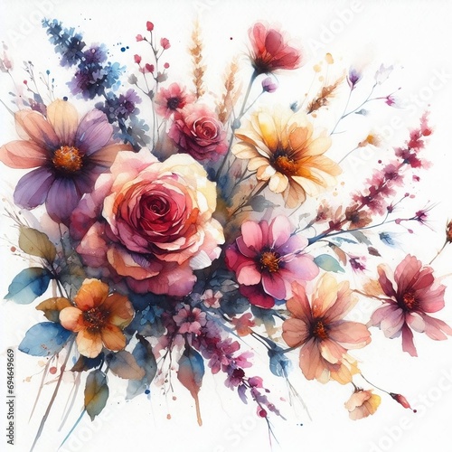 A picture of a flower painted in watercolor on a white background.