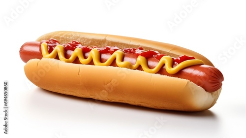Generative AI : Hot dog on isolated white background