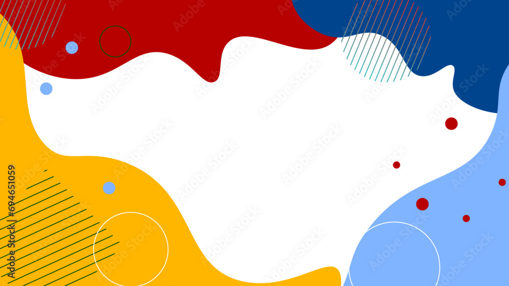 Blue yellow Red pop wave frame background. suit for landing page, website, banner, cover. vector illustration