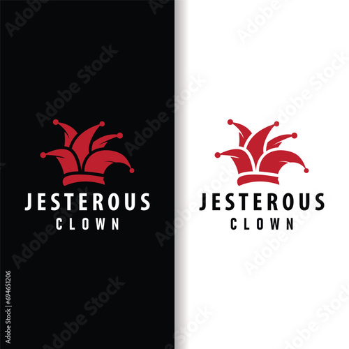 Simple illustration template jester hat logo minimalist joker clown design