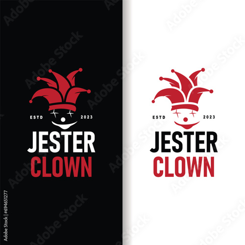 Simple illustration template jester hat logo minimalist joker clown design photo