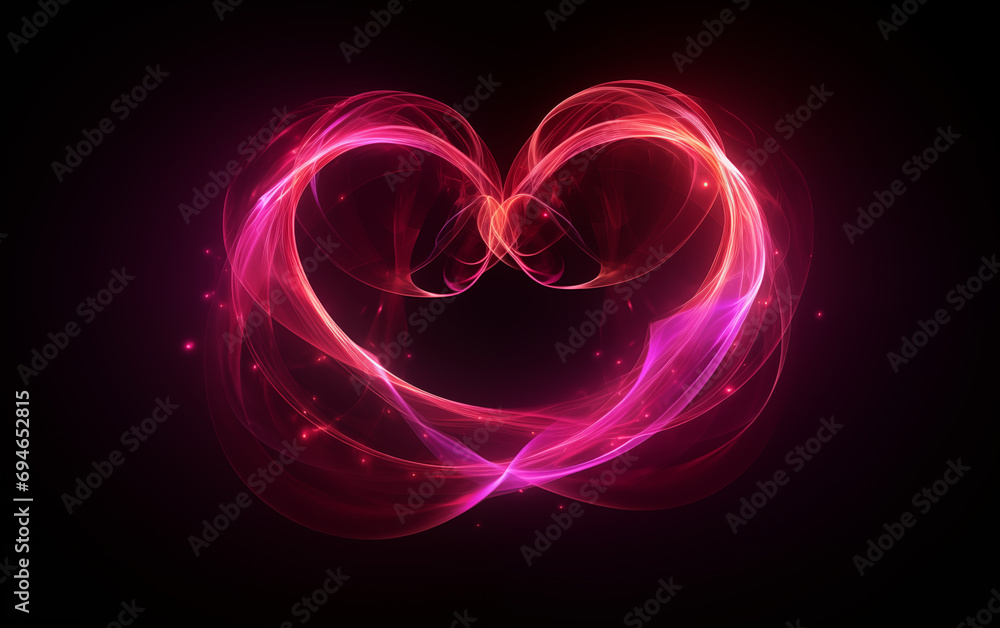 Glowing heart decorative background,created with Generative AI tecnology.
