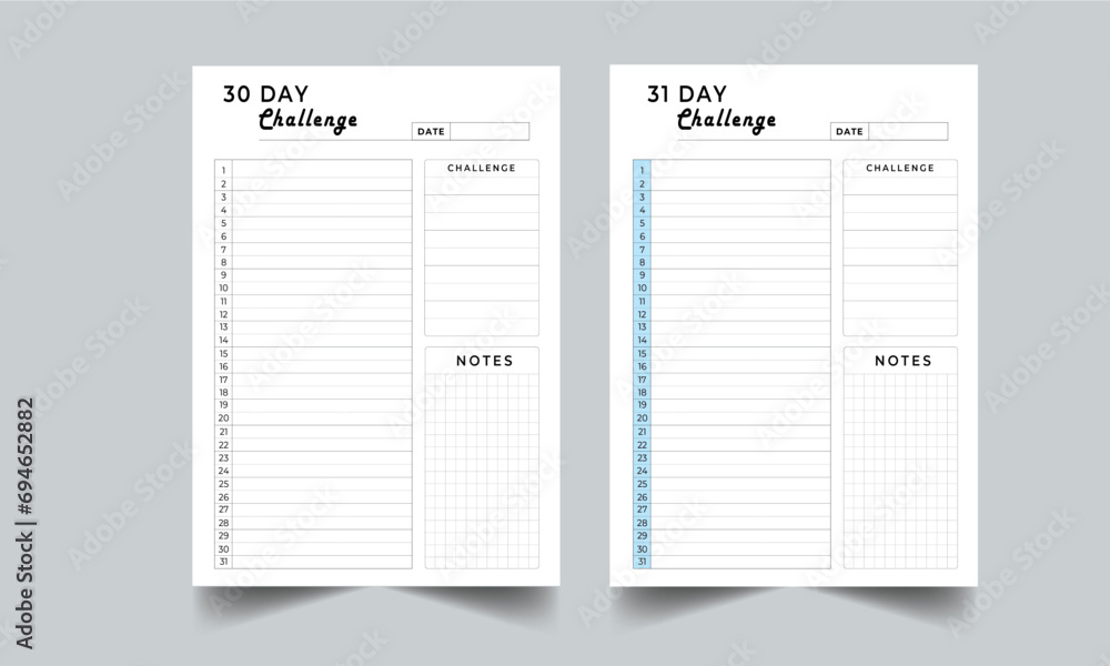 30 Day Challenge planner with 2 color design template layout 30 Day Challenge planner with 2 color design template layout