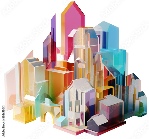 abstract colorful sculpture of a city