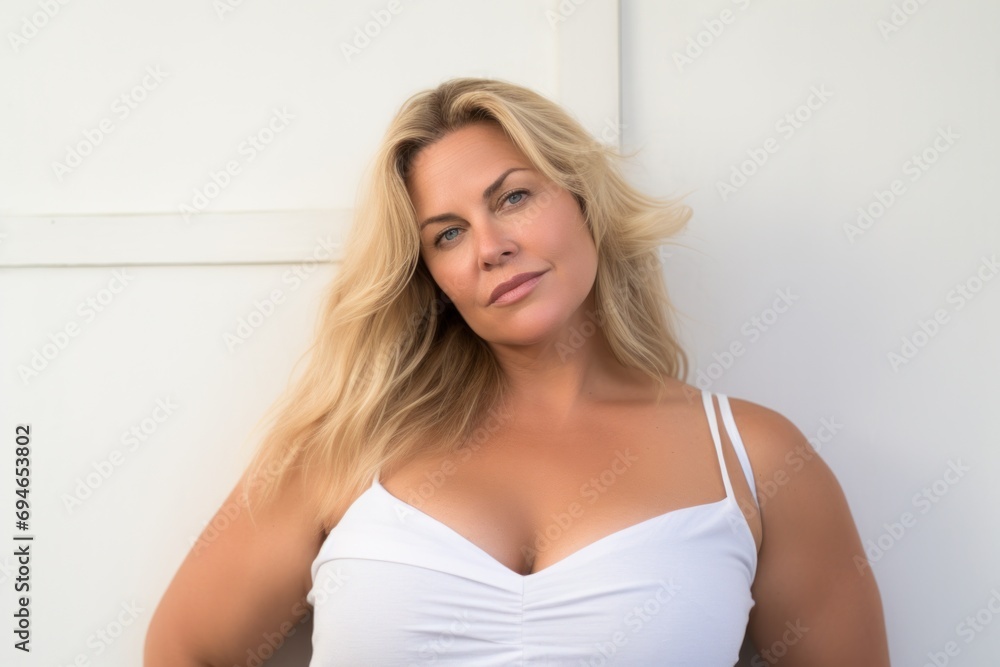 Naklejka premium Plus size woman portrait white background