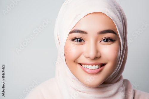 Close-up portrait of a young Malay woman smiling