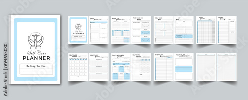 Self Care Planner, 16 page design template layout with cover page design