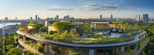 A view of the green roofs on contemporary structures.