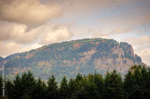 A Mountain and Cliff View at Columbia Gorge National Scenic Area photo